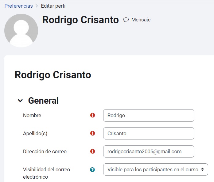 actualizar perfil